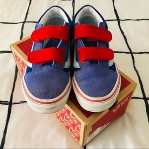 Blue and Red contrast Vans sneakers